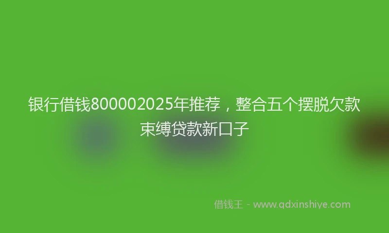 银行借钱800002025年推荐，整合五个摆脱欠款束缚贷款新口子