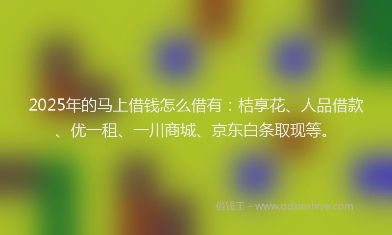 2025年的马上借钱怎么借有：桔享花、人品借款、优一租、一川商城、京东白条取现等。