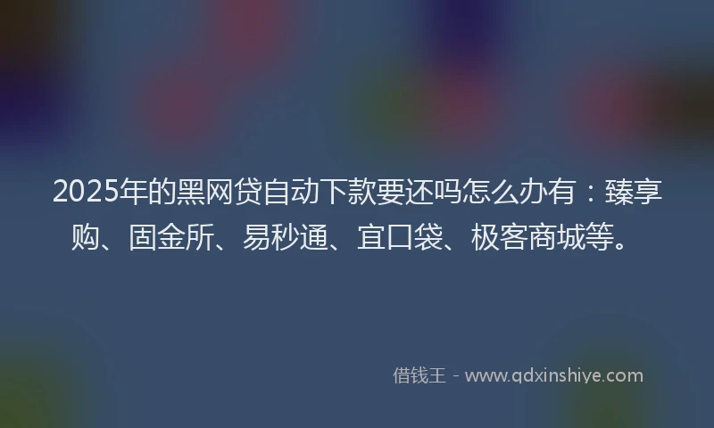 2025年的黑网贷自动下款要还吗怎么办有：臻享购、固金所、易秒通、宜口袋、极客商城等。