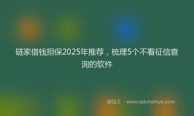 链家借钱担保2025年推荐，梳理5个不看征信查询的软件