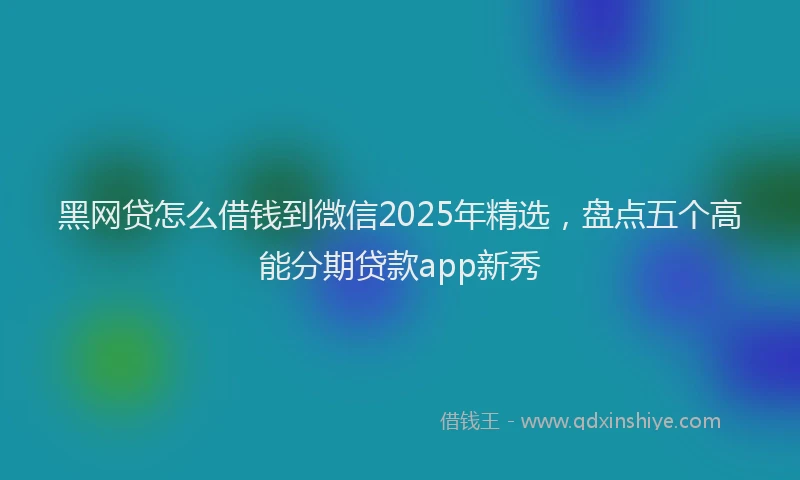 黑网贷怎么借钱到微信2025年精选，盘点五个高能分期贷款app新秀