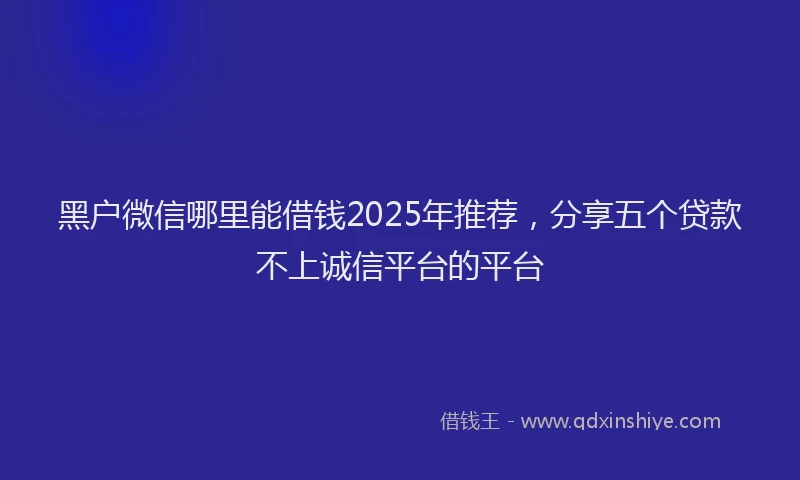 黑户微信哪里能借钱2025年推荐，分享五个贷款不上诚信平台的平台