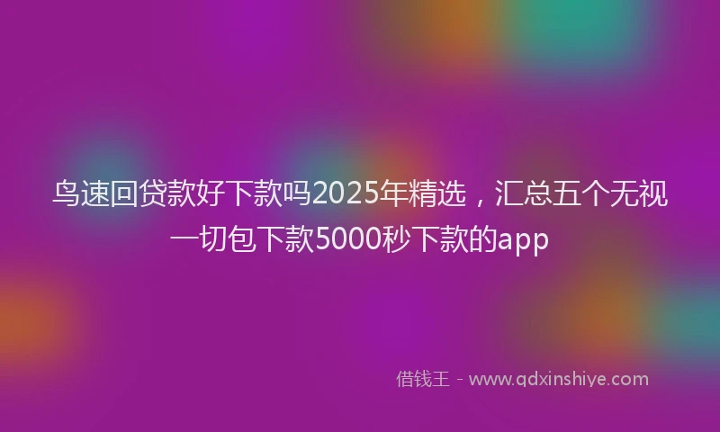鸟速回贷款好下款吗2025年精选，汇总五个无视一切包下款5000秒下款的app