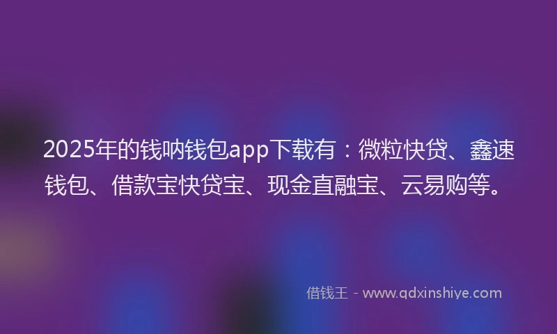 2025年的钱呐钱包app下载有：微粒快贷、鑫速钱包、借款宝快贷宝、现金直融宝、云易购等。