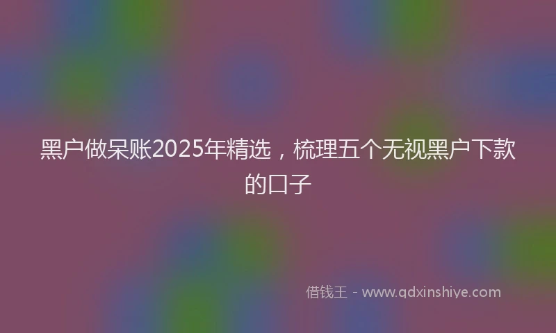 黑户做呆账2025年精选，梳理五个无视黑户下款的口子
