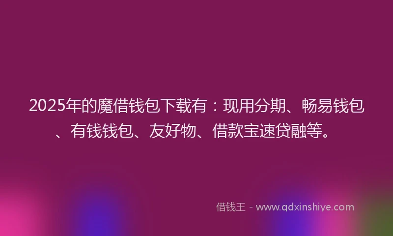 2025年的魔借钱包下载有：现用分期、畅易钱包、有钱钱包、友好物、借款宝速贷融等。