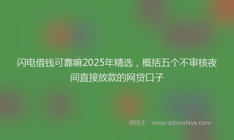 闪电借钱可靠嘛2025年精选，概括五个不审核夜间直接放款的网贷口子