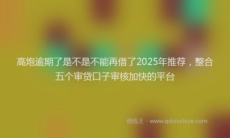 高炮逾期了是不是不能再借了2025年推荐，整合五个审贷口子审核加快的平台