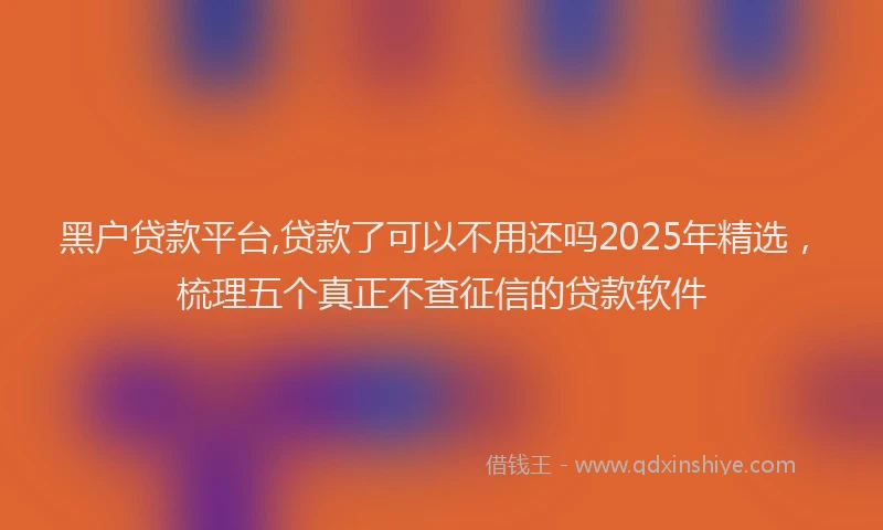 黑户贷款平台,贷款了可以不用还吗2025年精选，梳理五个真正不查征信的贷款软件