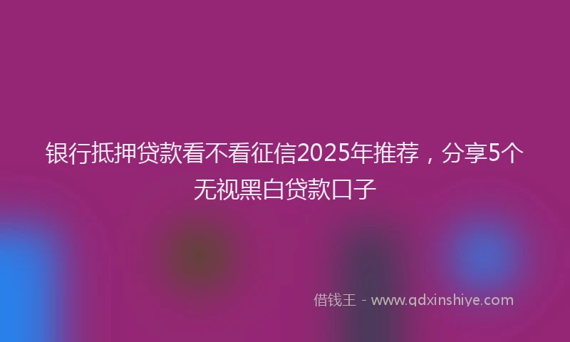 银行抵押贷款看不看征信2025年推荐，分享5个无视黑白贷款口子