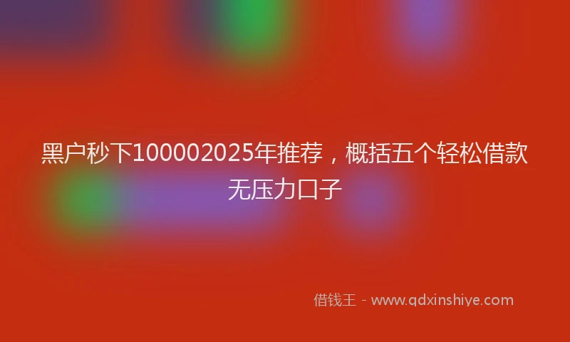 黑户秒下100002025年推荐，概括五个轻松借款无压力口子