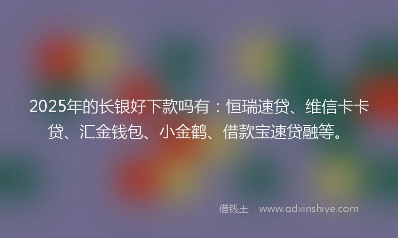 2025年的长银好下款吗有：恒瑞速贷、维信卡卡贷、汇金钱包、小金鹤、借款宝速贷融等。