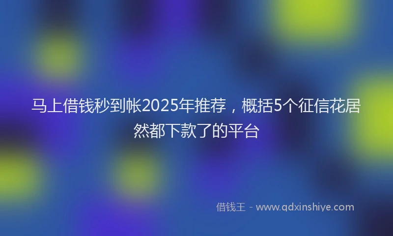 马上借钱秒到帐2025年推荐，概括5个征信花居然都下款了的平台