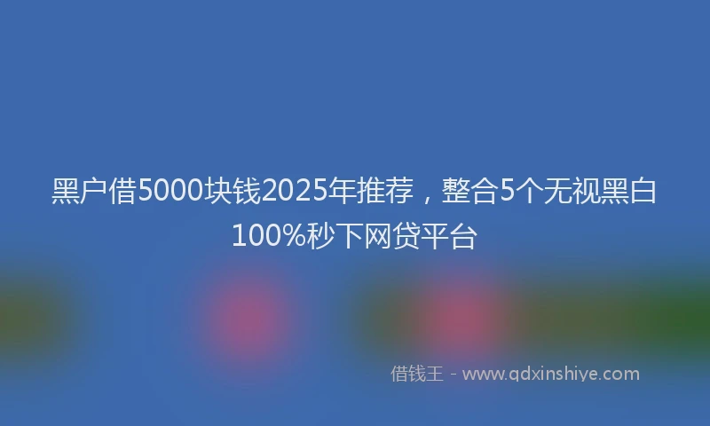 黑户借5000块钱2025年推荐，整合5个无视黑白100%秒下网贷平台