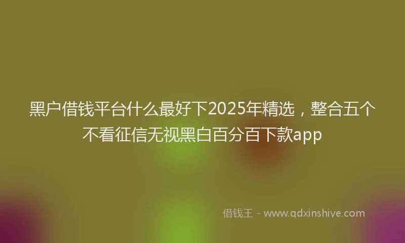 黑户借钱平台什么最好下2025年精选，整合五个不看征信无视黑白百分百下款app