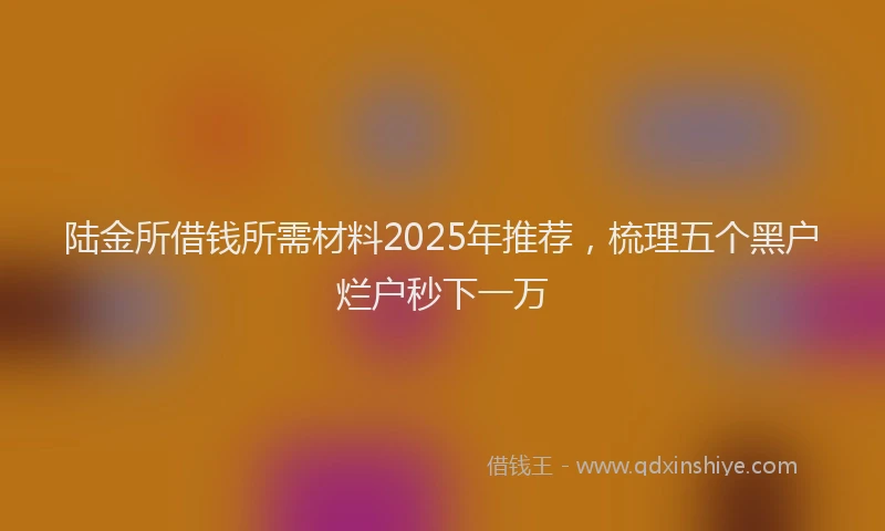 陆金所借钱所需材料2025年推荐，梳理五个黑户烂户秒下一万