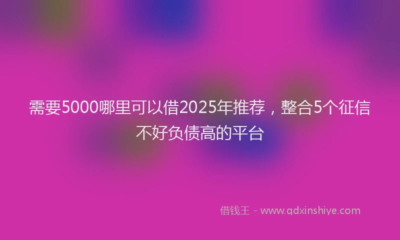 需要5000哪里可以借2025年推荐，整合5个征信不好负债高的平台