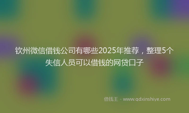 钦州微信借钱公司有哪些2025年推荐，整理5个失信人员可以借钱的网贷口子