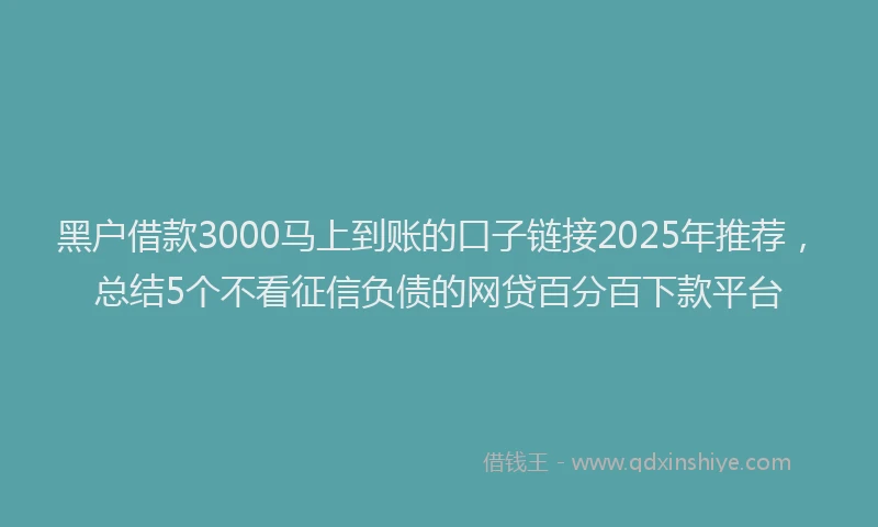 黑户借款3000马上到账的口子链接2025年推荐，总结5个不看征信负债的网贷百分百下款平台