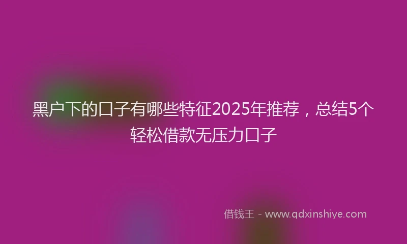 黑户下的口子有哪些特征2025年推荐，总结5个轻松借款无压力口子