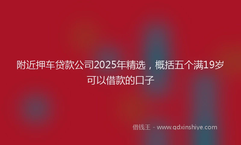 附近押车贷款公司2025年精选，概括五个满19岁可以借款的口子