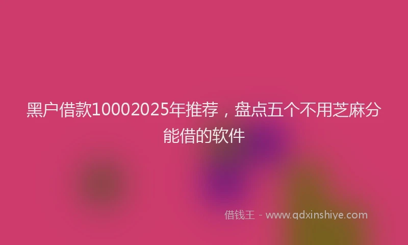 黑户借款10002025年推荐，盘点五个不用芝麻分能借的软件
