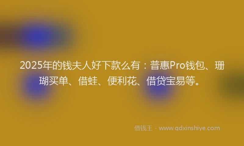 2025年的钱夫人好下款么有：普惠Pro钱包、珊瑚买单、借蛙、便利花、借贷宝易等。