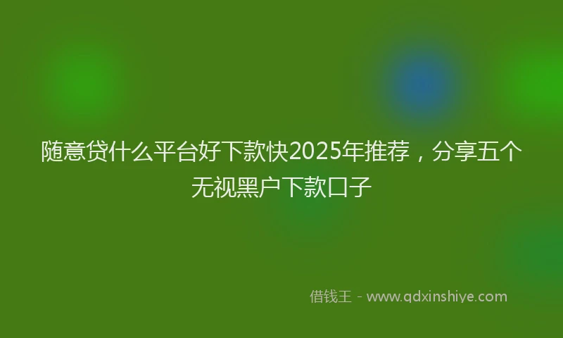随意贷什么平台好下款快2025年推荐，分享五个无视黑户下款口子
