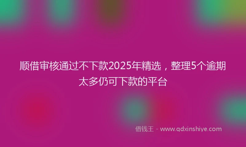 顺借审核通过不下款2025年精选，整理5个逾期太多仍可下款的平台