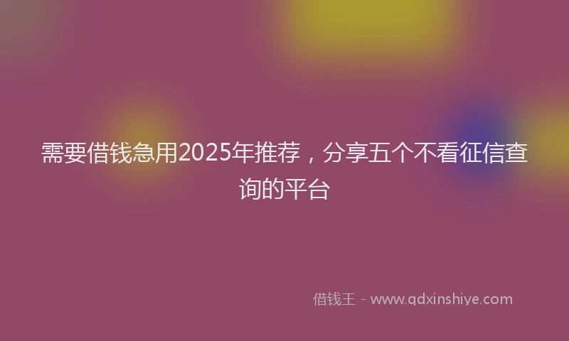 需要借钱急用2025年推荐，分享五个不看征信查询的平台
