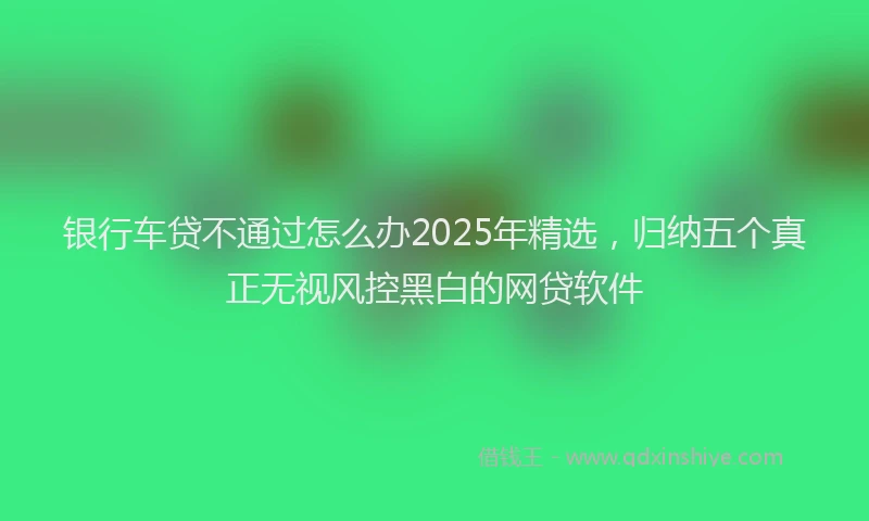 银行车贷不通过怎么办2025年精选，归纳五个真正无视风控黑白的网贷软件