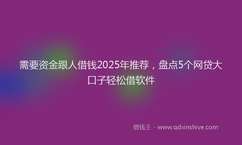 需要资金跟人借钱2025年推荐，盘点5个网贷大口子轻松借软件