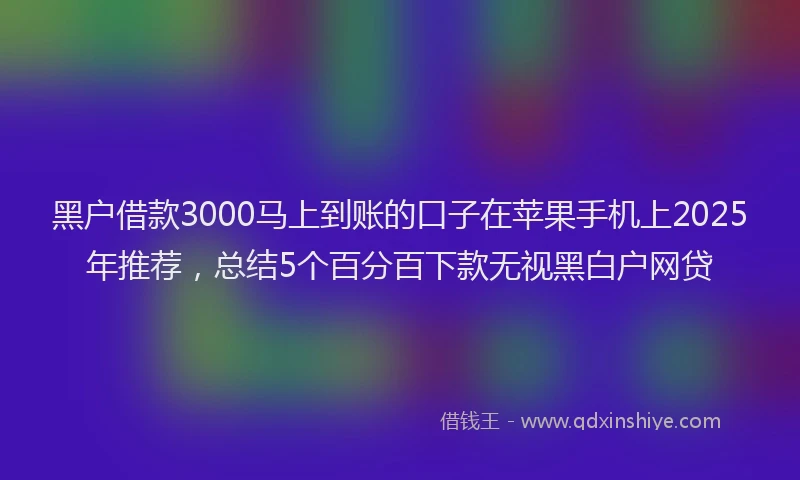 黑户借款3000马上到账的口子在苹果手机上2025年推荐，总结5个百分百下款无视黑白户网贷
