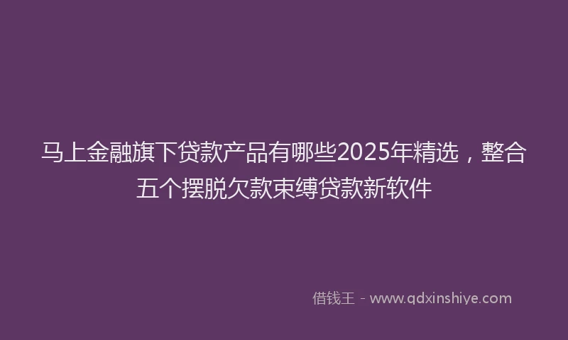 马上金融旗下贷款产品有哪些2025年精选，整合五个摆脱欠款束缚贷款新软件