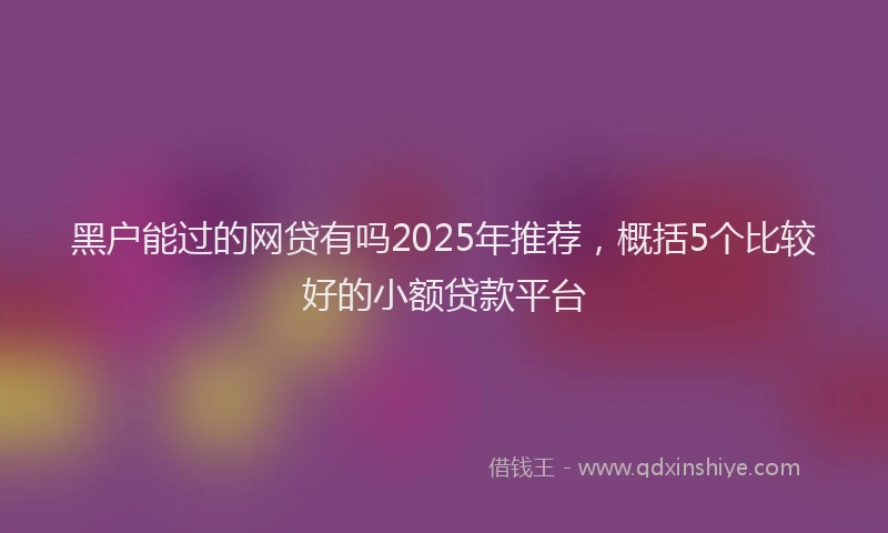 黑户能过的网贷有吗2025年推荐，概括5个比较好的小额贷款平台