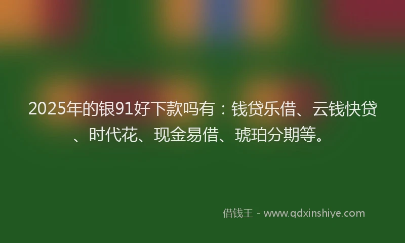 2025年的银91好下款吗有：钱贷乐借、云钱快贷、时代花、现金易借、琥珀分期等。