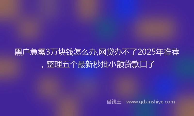 黑户急需3万块钱怎么办,网贷办不了2025年推荐，整理五个最新秒批小额贷款口子