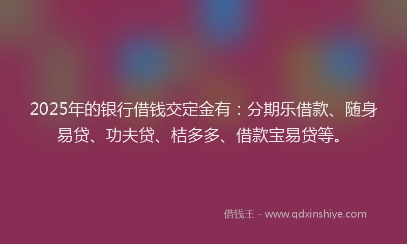 2025年的银行借钱交定金有：分期乐借款、随身易贷、功夫贷、桔多多、借款宝易贷等。