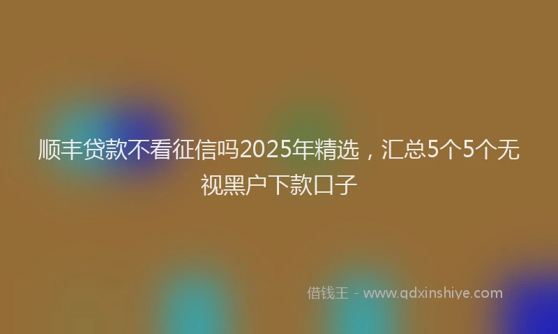 顺丰贷款不看征信吗2025年精选，汇总5个5个无视黑户下款口子