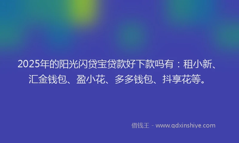 2025年的阳光闪贷宝贷款好下款吗有：租小新、汇金钱包、盈小花、多多钱包、抖享花等。