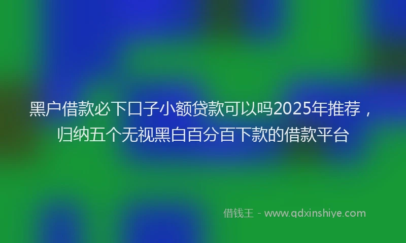 黑户借款必下口子小额贷款可以吗2025年推荐，归纳五个无视黑白百分百下款的借款平台