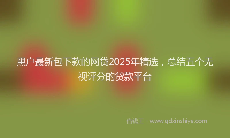 黑户最新包下款的网贷2025年精选，总结五个无视评分的贷款平台
