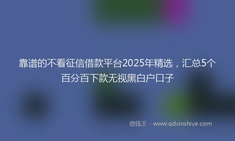 靠谱的不看征信借款平台2025年精选，汇总5个百分百下款无视黑白户口子