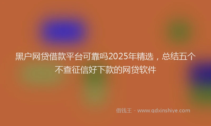 黑户网贷借款平台可靠吗2025年精选，总结五个不查征信好下款的网贷软件