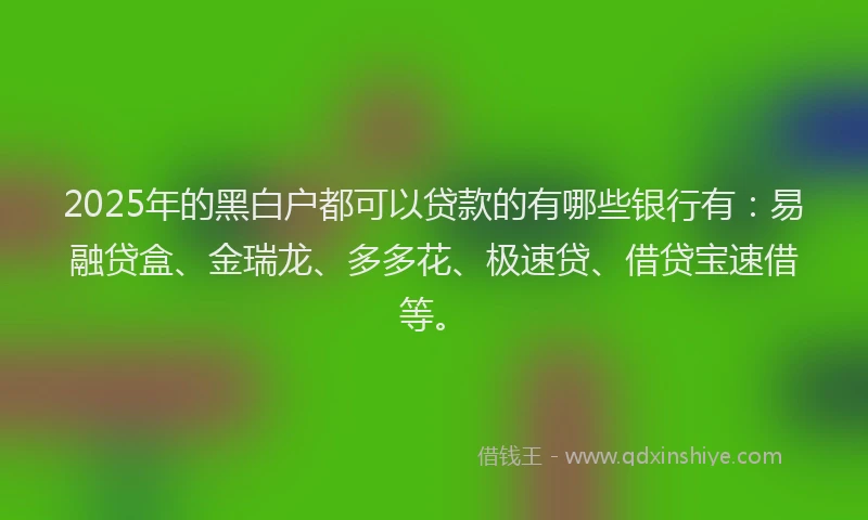 2025年的黑白户都可以贷款的有哪些银行有：易融贷盒、金瑞龙、多多花、极速贷、借贷宝速借等。