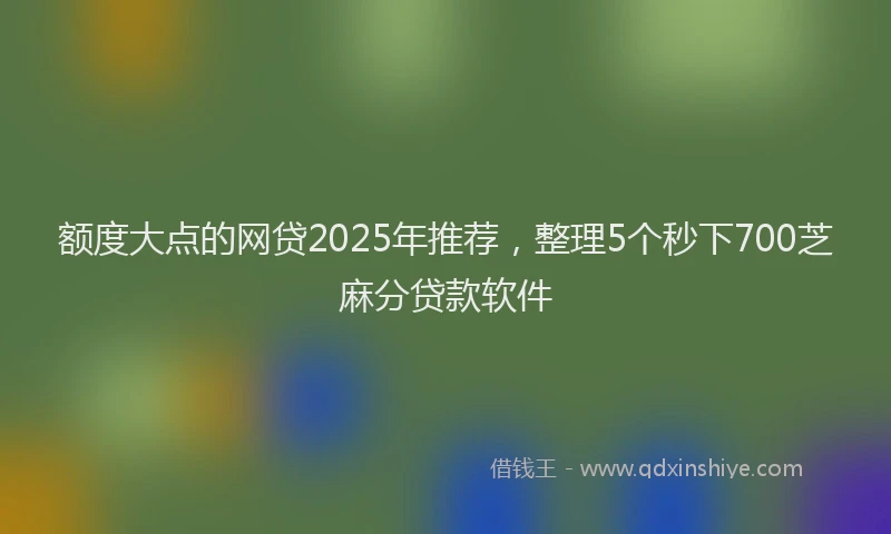 额度大点的网贷2025年推荐，整理5个秒下700芝麻分贷款软件