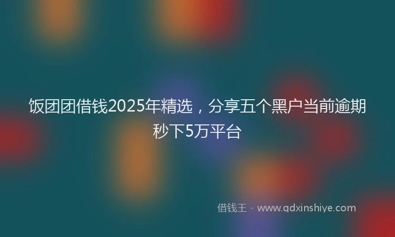 饭团团借钱2025年精选，分享五个黑户当前逾期秒下5万平台
