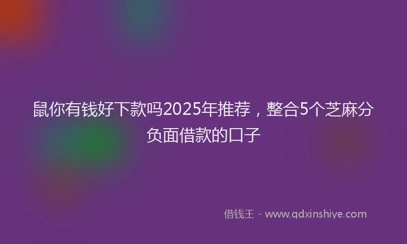 鼠你有钱好下款吗2025年推荐，整合5个芝麻分负面借款的口子