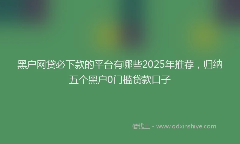 黑户网贷必下款的平台有哪些2025年推荐，归纳五个黑户0门槛贷款口子