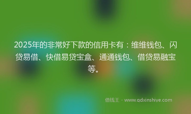 2025年的非常好下款的信用卡有：维维钱包、闪贷易借、快借易贷宝盒、通通钱包、借贷易融宝等。